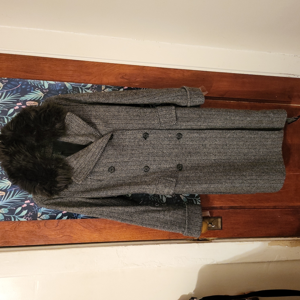 Ralph Lauren Wool Black & Beige Car Coat